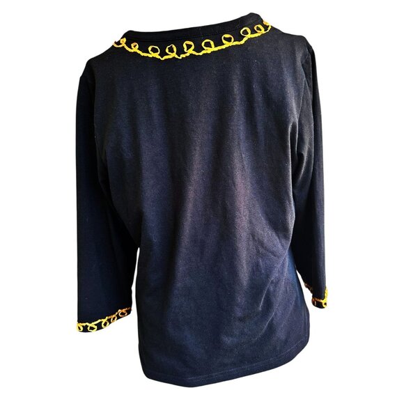 VTG  Jack B Quick Jack O Lantern Top Small  Halloween Black Embellished Applique - Picture 11 of 12